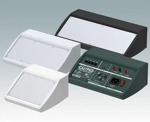 Robust and ergonomic sloping front enclosures